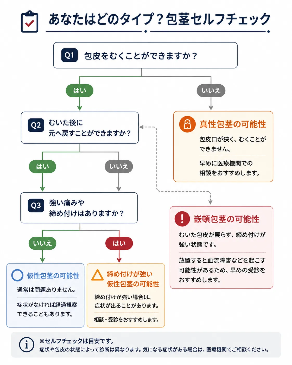 仮性包茎・真性包茎・嵌頓包茎の違いとは？｜自分はどのタイプ？治療が必要なケースを医師が解説